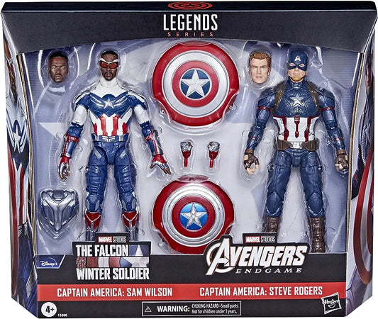 Avengers Marvel Legends 6-Inch Captain America Sam Wilson and Steve Rogers Action Figures 2-Pack