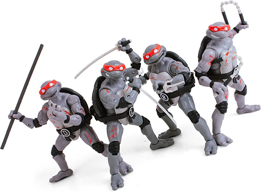 TMNT Black and White Battle Damage BST AXN 4 Pack