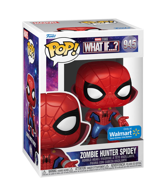 Funko POP! #945 Marvel What If…? Zombie Hunter Spidey Metallic Walmart Exclusive