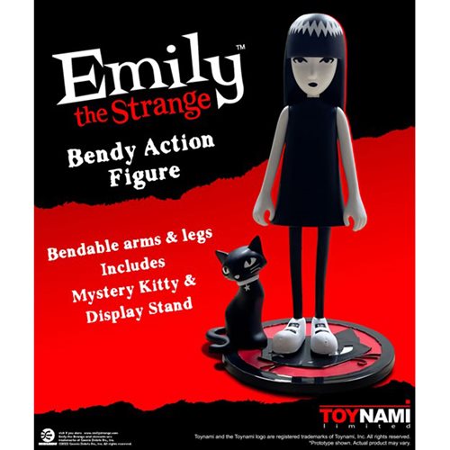 Emily The Strange Figures - 6" Emily The Strange w/ Mystery Kitty Bendy