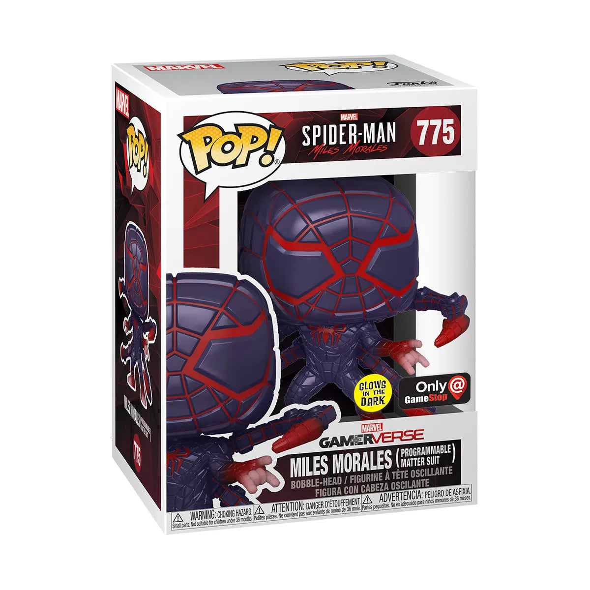 Funko Pop! 775 Marvel Spider-Man Miles Morales (Programmable Matter Suit) Game Stop Exclusive Glow in the Dark