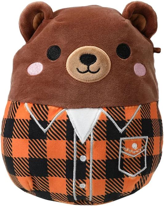 Squishmallow 7.5 in Omar the Bear in flannel - Fall 2023